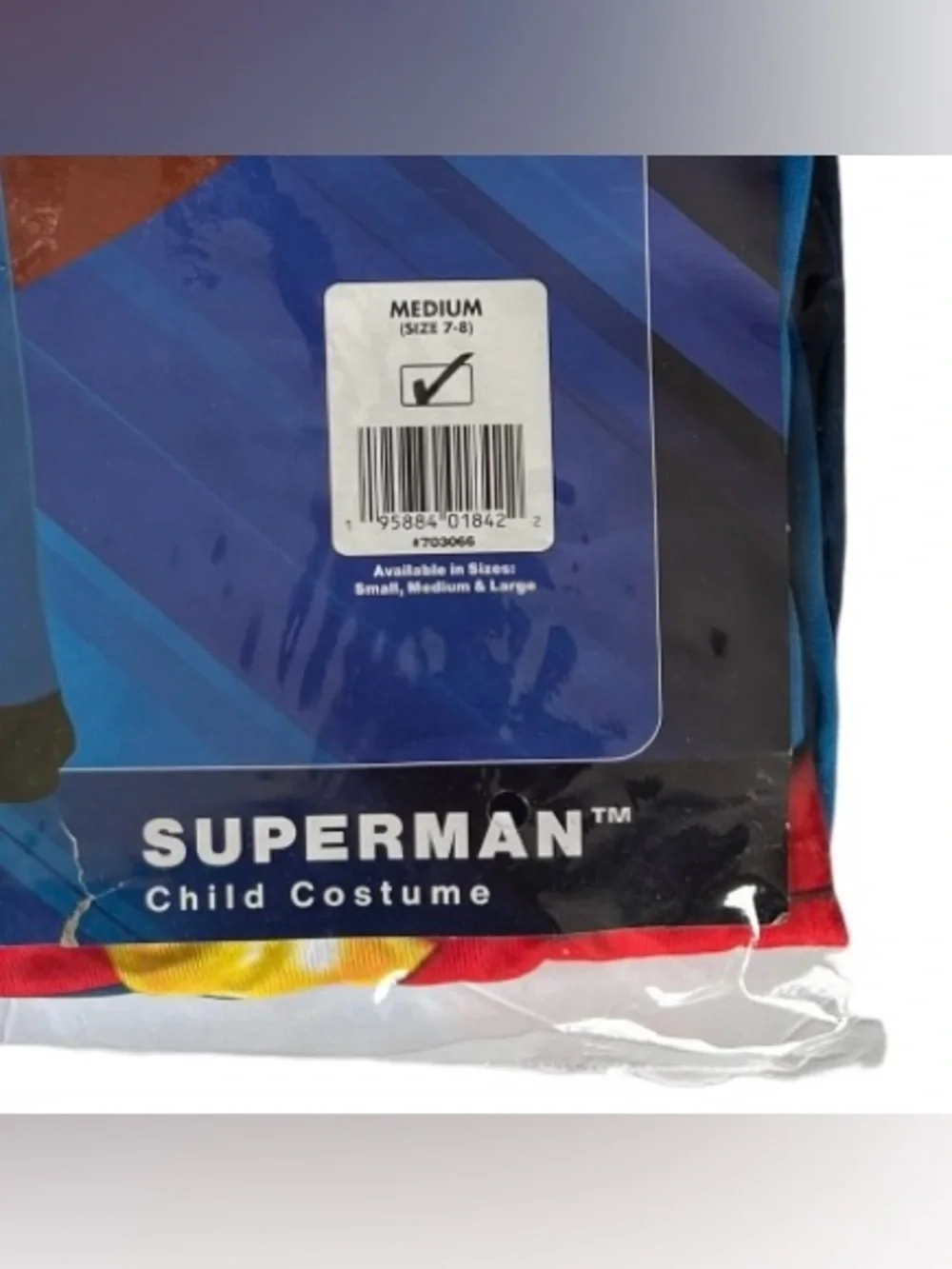 Boys Superman Child Costume.  Includes Jumpsuit and Cape Boys M 7-8 Blue Red